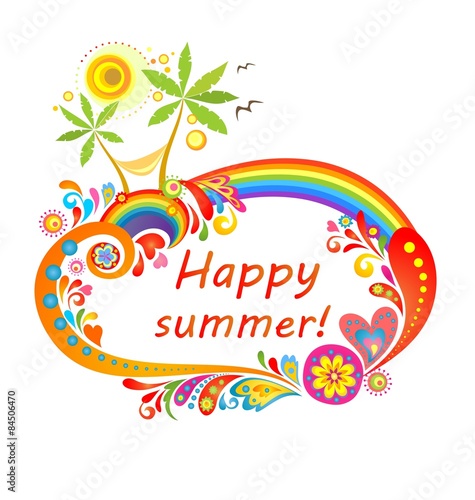 Summery abstract card with palms
