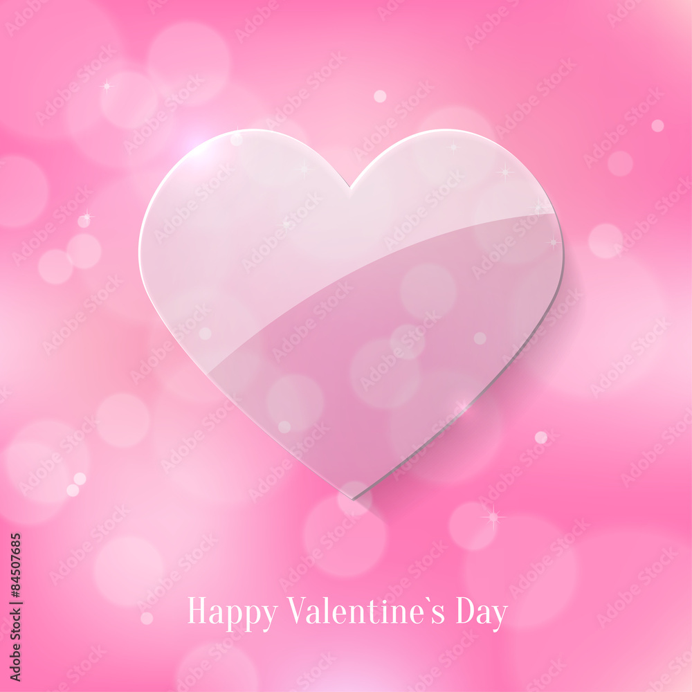 Glass Heart on Pink Bokeh Background
