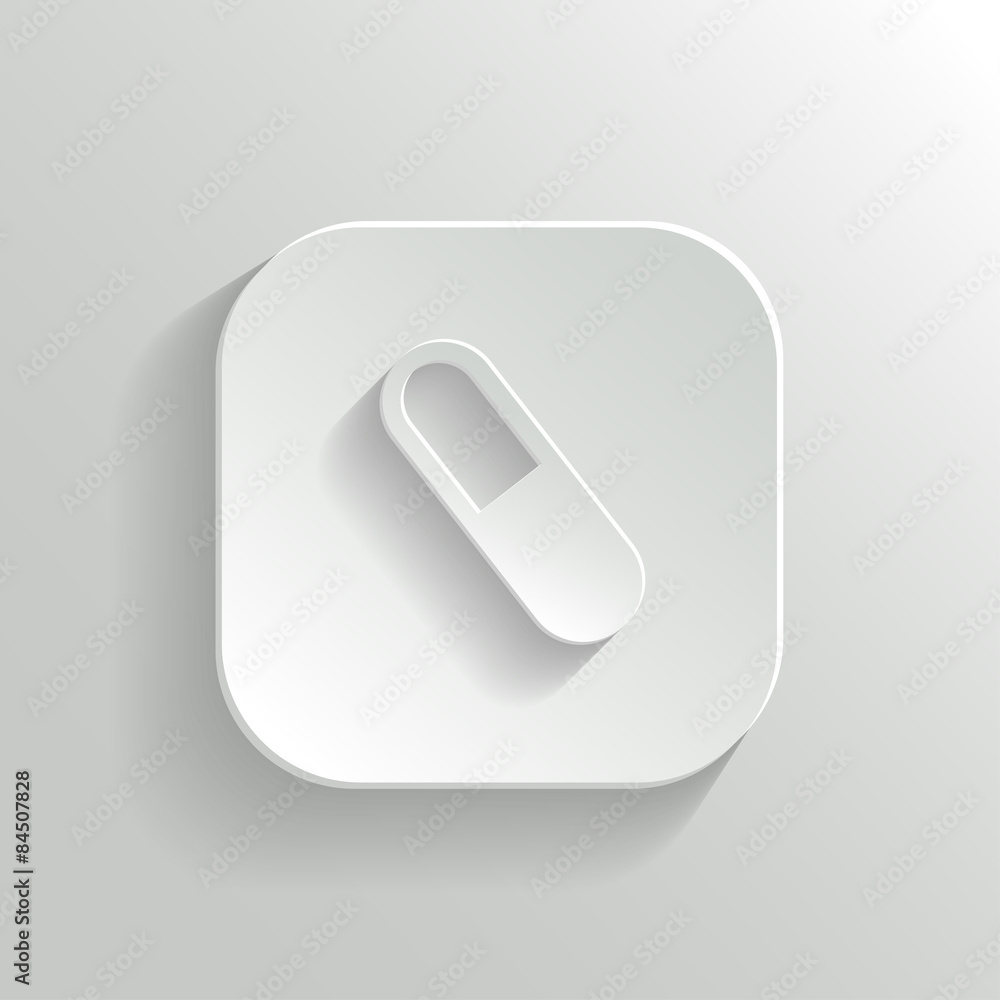 Medicine pill icon - vector white app button Medicine pill icon - vector white app button