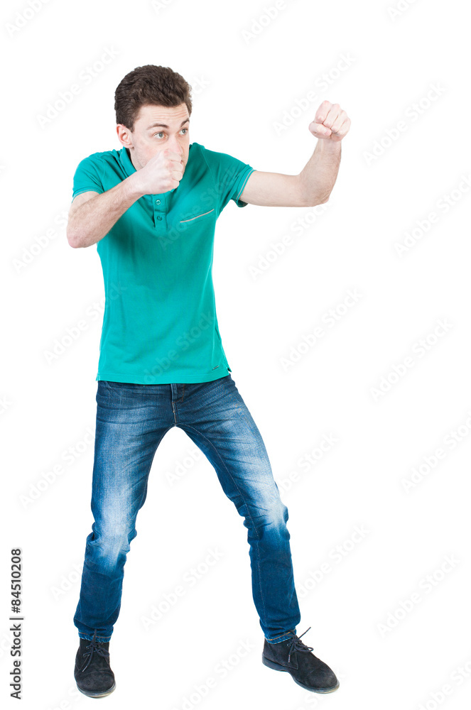 skinny guy funny fights waving his arms and legs. skinny guy funny fights waving his arms and legs.