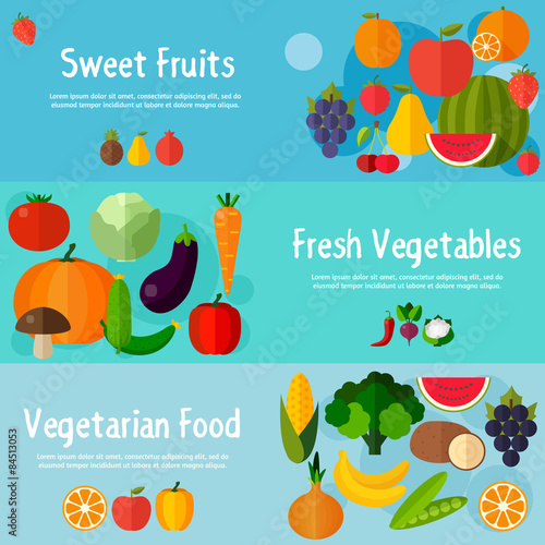 Food banners in flat style.