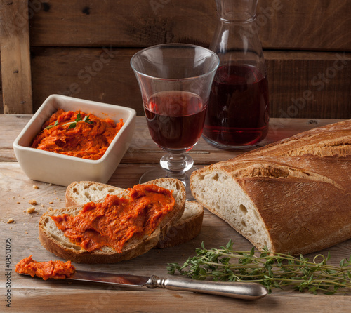 Typical meat spread made of pork and paprika from Calabria and Majorca. photo