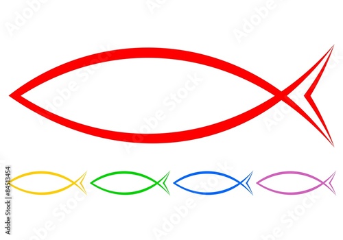 Abstract Fish in five colors