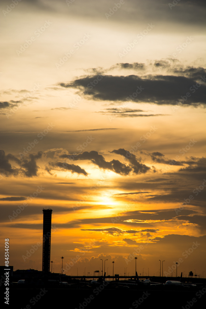 Sunset Sky Background at airport Sunset Sky Background at airport