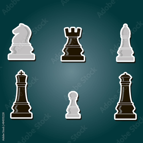 set of color icons with chess pieces for your design