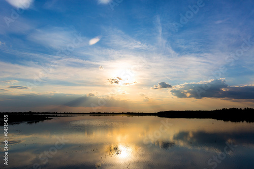 Nice sunset on lake