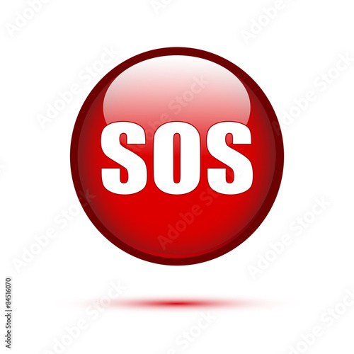 SOS text on red button