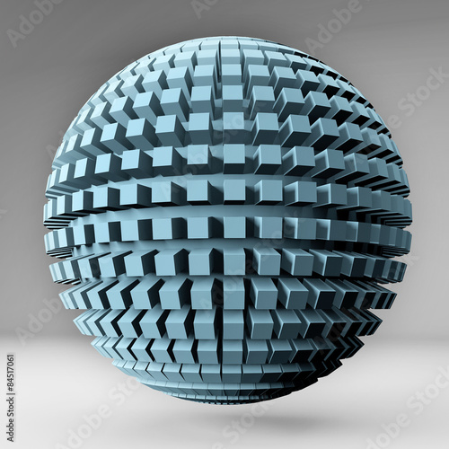 Sphere of cubes. 3D render image.