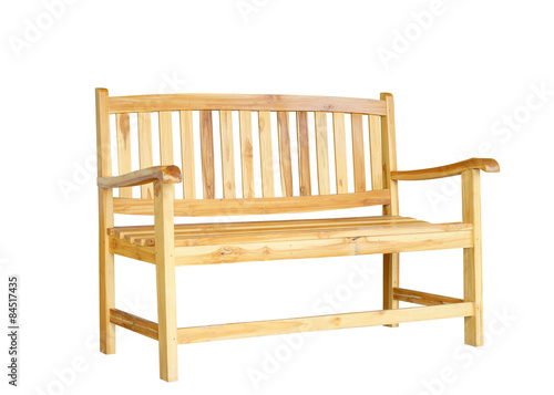 Wooden Park Bench Isolated on White Background