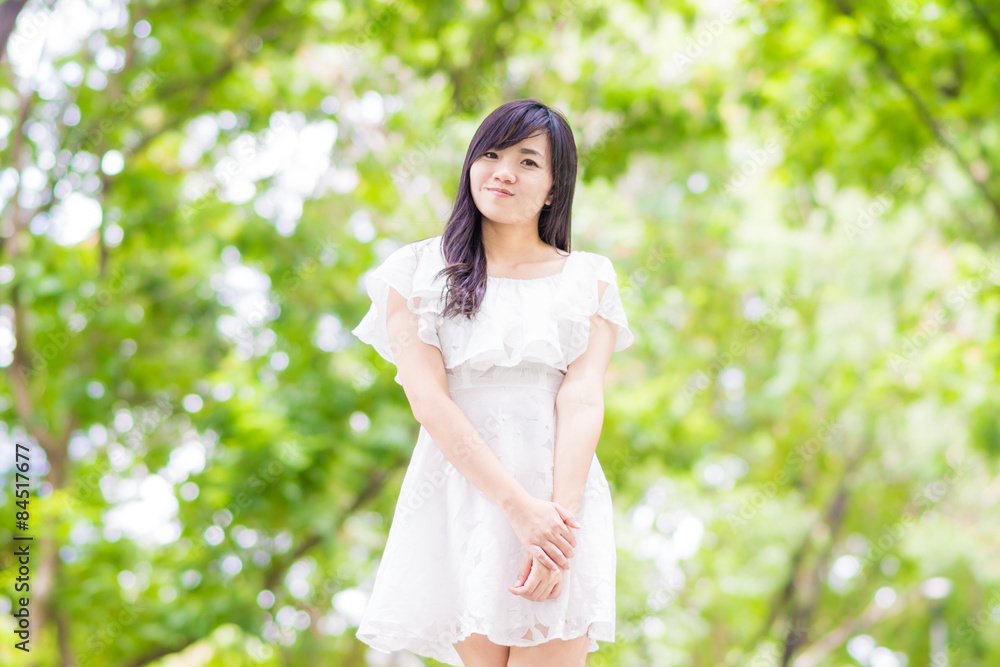 Portrait beautiful asian woman walking in park Portrait beautiful asian woman walking in park