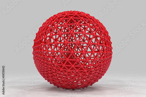 Sphere made of smaller spheres connected by strands. 3D render