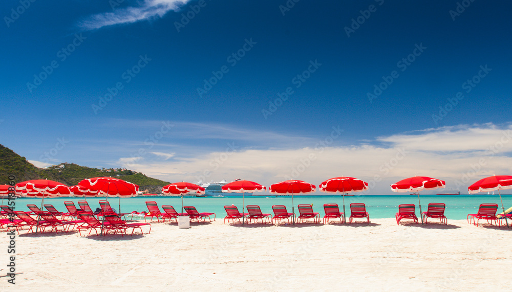 Beautiful caribbean beach with clear blue water. Saint Martin