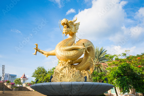 gold statue dragon in Phuket town