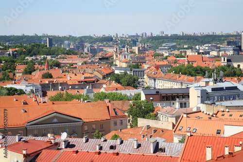 The red roofs of the old town of Vilnius