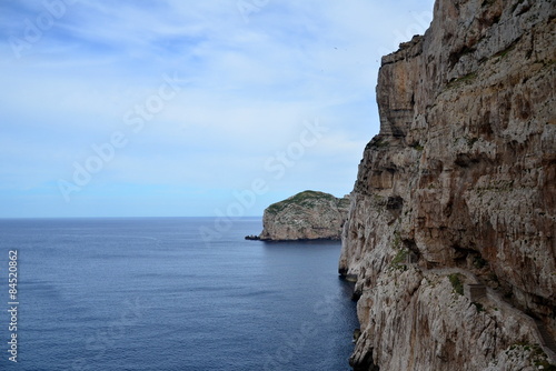 Sea view and stairways in Capo Caccia, Sardinia, Italy