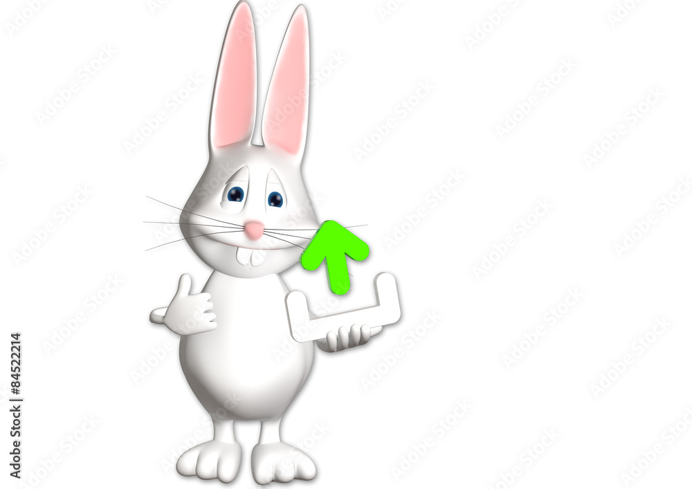 Hase Upload Icon Symbol 3D weiß zeigen Comic Hase Upload Icon Symbol 3D weiß zeigen Comic