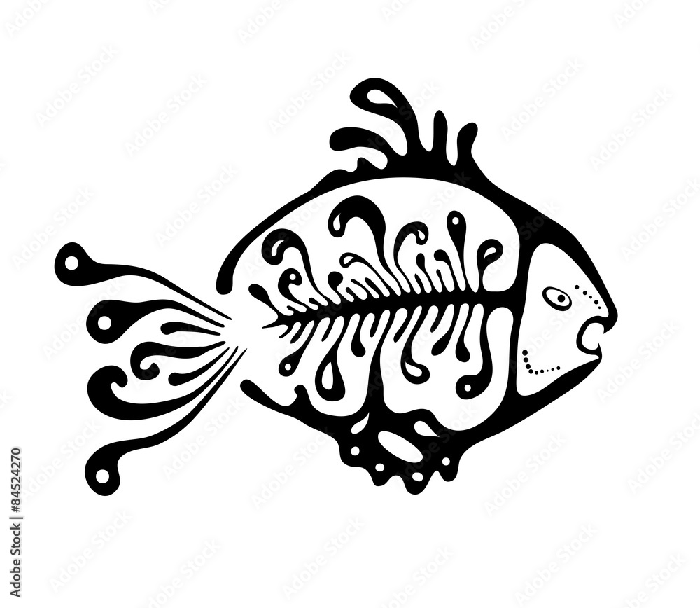black fish in the native style, vector black fish in the native style, vector