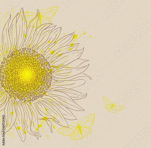 Fototapeta Naklejka Na Ścianę i Meble -  Vintage background with sunflower