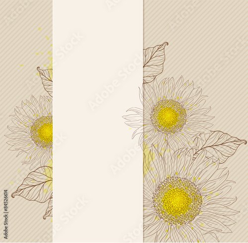 Fototapeta Naklejka Na Ścianę i Meble -  Vertical banner with sunflowers