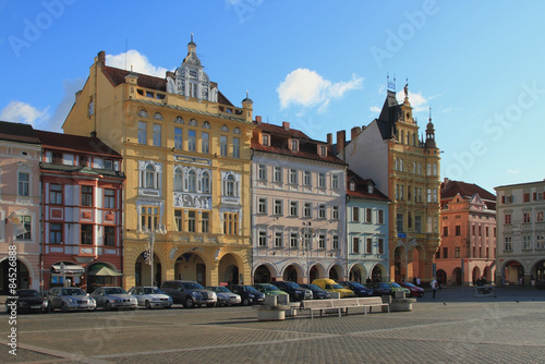 Buildings on Prshemysl Otakar Square. Ceske Budejovice, Czech Republic