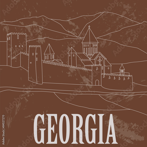Georgia landmarks. Retro styled image