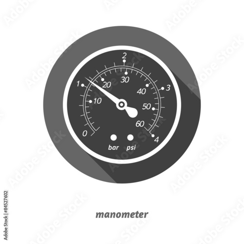 Vector illustration of flat styled manometer with drop shadow.