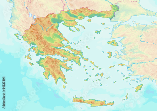 Fotografie Karte von Griechenland ohne Beschriftung