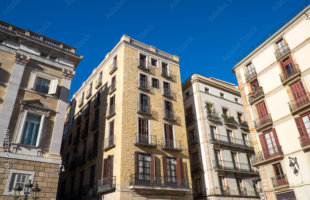 Some old historic houses in Barcelona, Spain