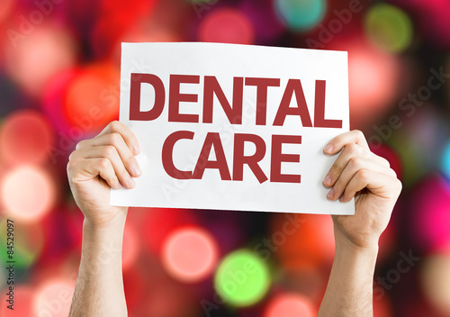 Dental Care card with bokeh background