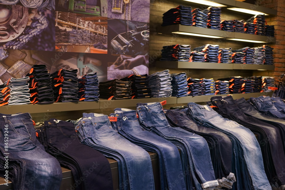 jeans display in the fashion store Stock Photo | Adobe Stock