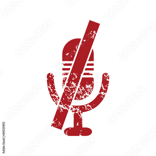 Muted microphone red grunge icon
