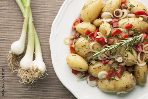 New potatoes salad with spring onions
