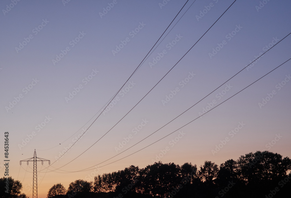 Power poles at dusk