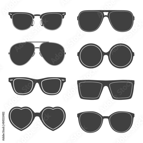 Vector set of sunglasses silhouettes