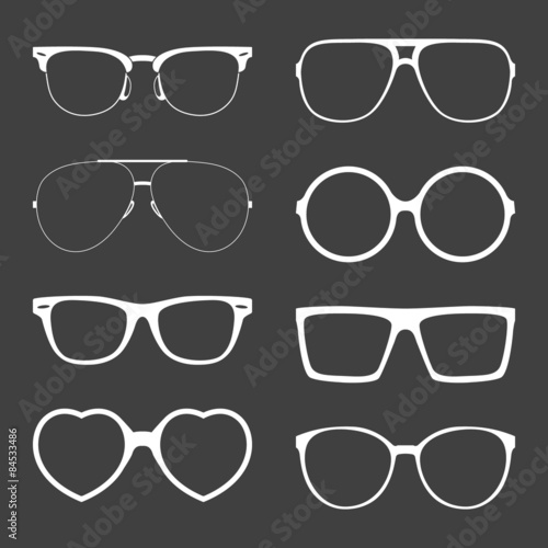 Vector set of white sunglasses frames 