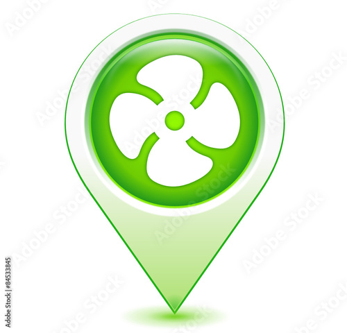 ventilateur sur marqueur géolocalisation vert