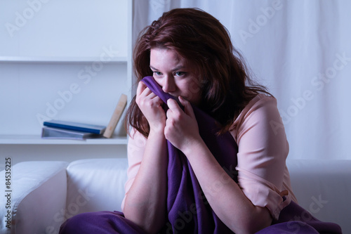 Woman at night suffering from depression
