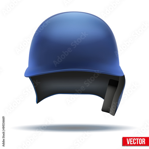 Classic blue Baseball helmet front view. Vector isolated.