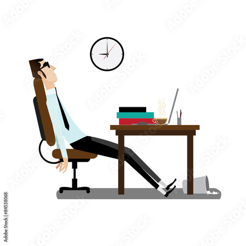 Tired office man sitting at desk