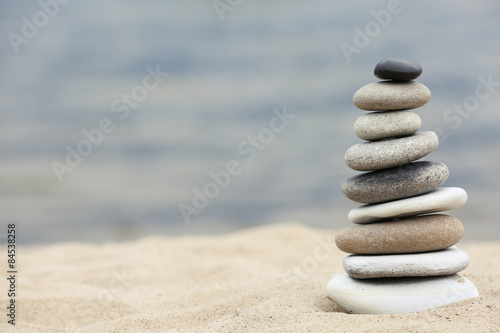 Zen stones balance spa on beach