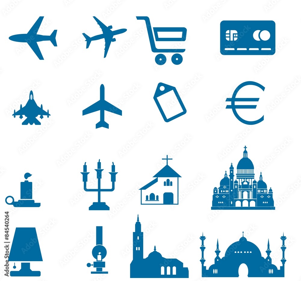 Avion, commerce, éclairage et religion en 16 icônes