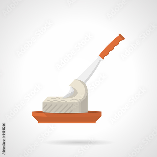 Butter with knife flat color vector icon