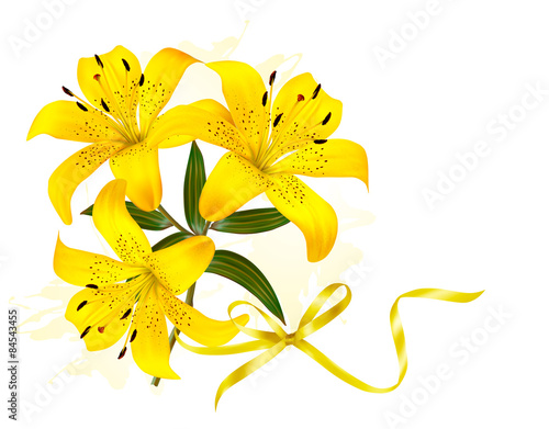 Fototapeta Naklejka Na Ścianę i Meble -  Holiday yellow flowers background. Vector.