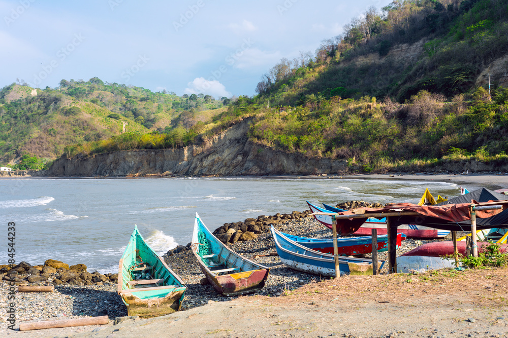 Fishing boats on the northern coast of Ecuador Fishing boats on the northern coast of Ecuador