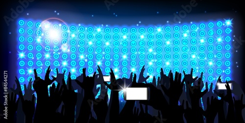 Blue of background crowd of party people. Vector