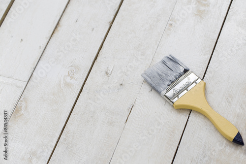 paint brush on the white wooden table background