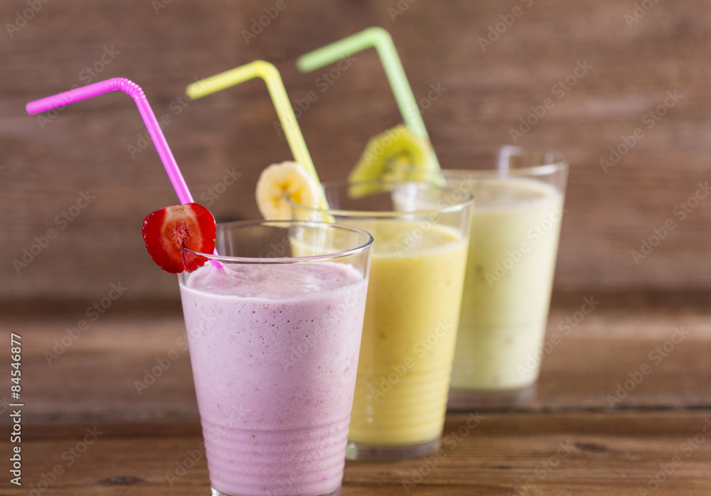 Milk shakes from different fruits Milk shakes from different fruits
