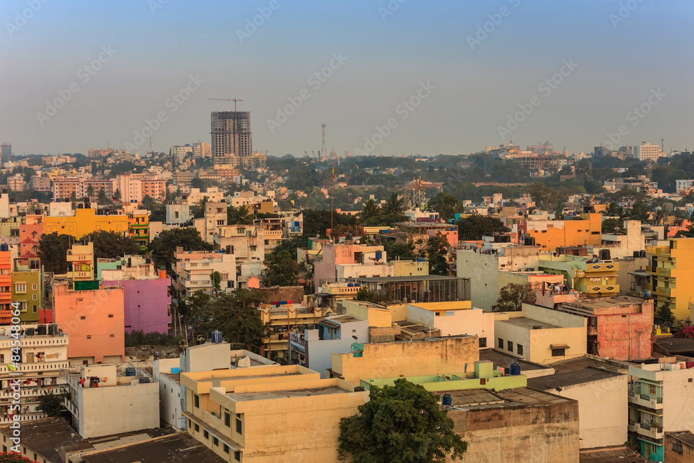 Resident building in Bangalore city skyline - India