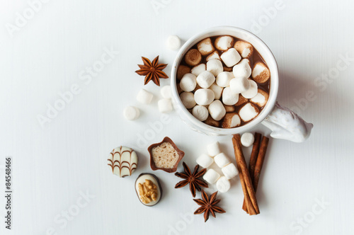 Spicy hot cocoa with marshmallows