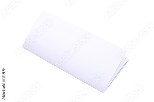 Blank Trifold Paper Brochure On White Background With Soft Shado